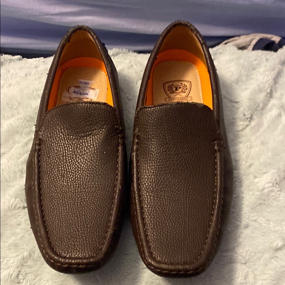 Elegant Brown Leather Slip-On Loafers